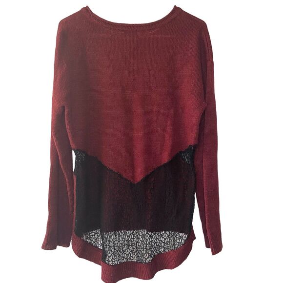 Tobi Maroon Oversized Sweater With Black Mesh | Size Sm/P Boyfriend Sweater - Picture 2 of 5